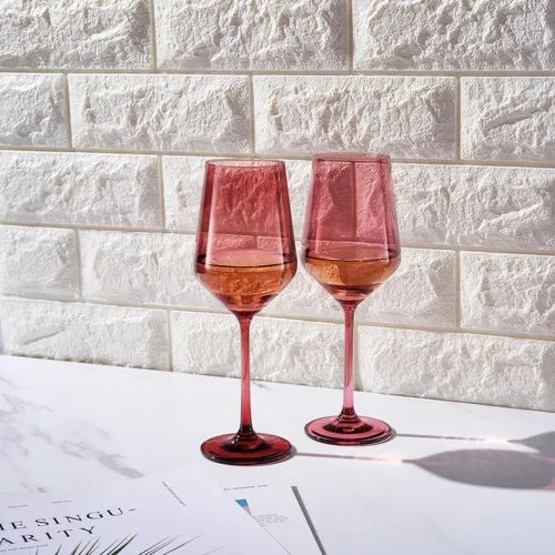 Miniatura 4 de Khen Copas de vino de cristal de colores, juego de 2, vasos de tallo grande de 12 onzas, ideales para todas las ocasiones y celebraciones Arándano