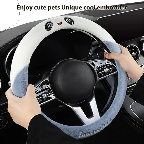 Miniatura 2 de awakentti Fundas de felpa para volante, fundas antideslizantes para volante con agarre ergonómico, productos de ajuste automotriz para minivan
