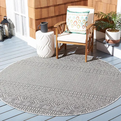 Miniatura 31 de SAFAVIEH Alfombra lavable al aire libre, colección Courtyard - 2'3" x 5', gris y negro, no desprende pelusa y fácil limpieza, ideal para patio