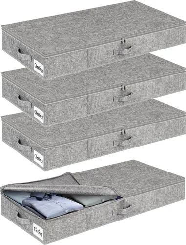Miniatura 10 de Contenedores de Almacenamiento Debajo de la Cama Paquete de 2, 4.5 Pulgadas de Perfil Bajo y Delgado, Organizador de Almacenamiento de Ropa Debajo