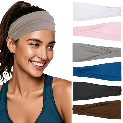 Miniatura 5 de AKTVSHOW Diademas Negras para Mujeres Banda Antideslizante para la Cabeza para el Cabello de Mujer Bandas Anchas Gruesas para el Sudor del Cabello
