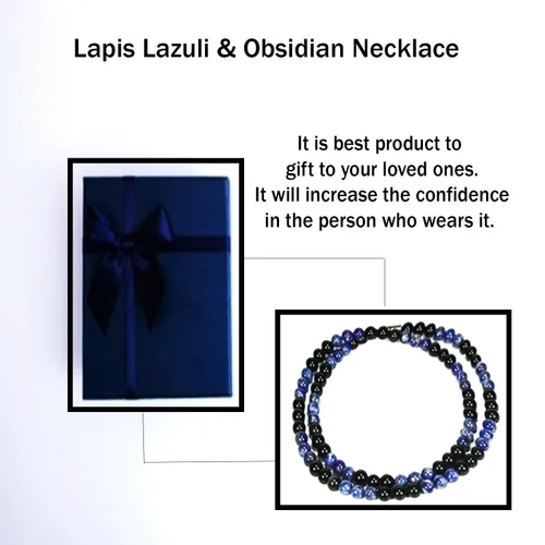 Miniatura 42 de Collar de cristal de obsidiana negra hecho a mano, collar de cuentas de piedras preciosas naturales auténticas, curación, protección, talismán mala