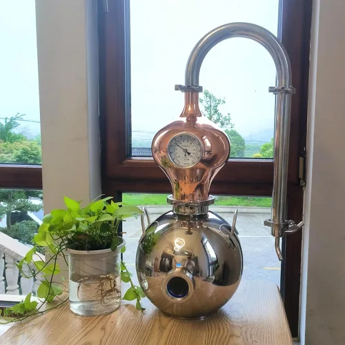 Miniatura 5 de HOOLOO Kit de destilador D15 para uso doméstico, kit de fabricación de acero inoxidable 304 con termómetro, aceite esencial de hidrosol, alcohol