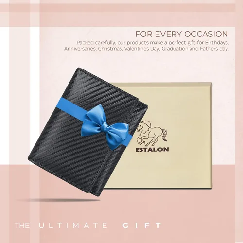 Miniatura 5 de ESTALON Slim RFID Wallets for Men - Genuine Leather Front Pocket Trifold Wallet