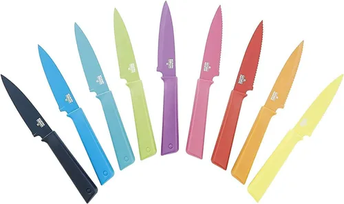 Miniatura 4 de Kuhn Rikon Colori+ Cuchillo de pelar recto antiadherente con funda de seguridad, hoja de 4 pulgadas, color verde