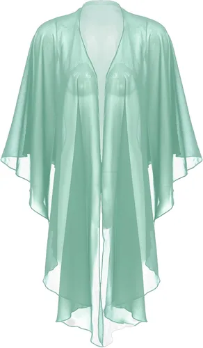 Miniatura 4 de ACSUSS Chal de gasa de manga 34 para mujer, ligera, suave, transparente, para vestidos de noche de boda