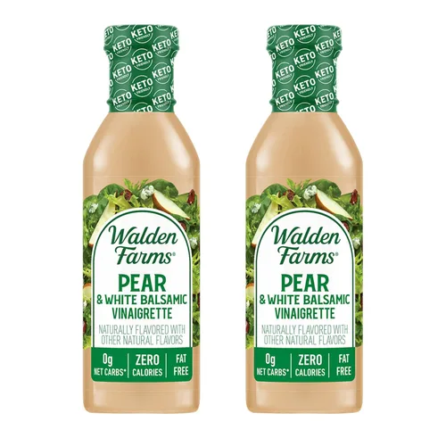 Walden Farms Vinagreta balsámica de pera y blanca, sin calorías, sin gluten, baja en carbohidratos, apta para dieta cetogénica, vegana, sin azúcar