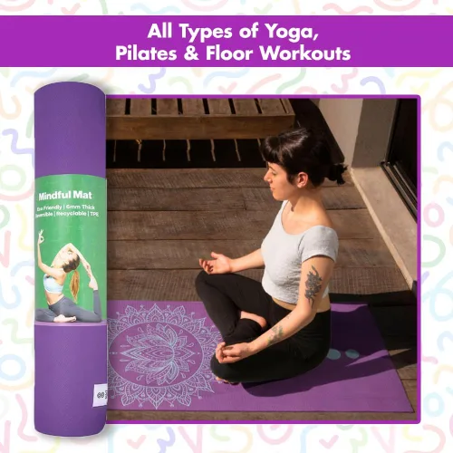 Miniatura 6 de Tapete de yoga – Esterilla de yoga reversible de 0.236 in con impresión premium, extra gruesa y grande, antideslizante, para todo tipo de yoga