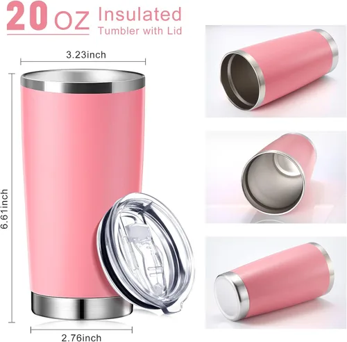 Miniatura 2 de Sieral Paquete de 36 vasos de acero inoxidable a granel con tapa, aislamiento al vacío de doble pared, taza de café de viaje con recubrimiento