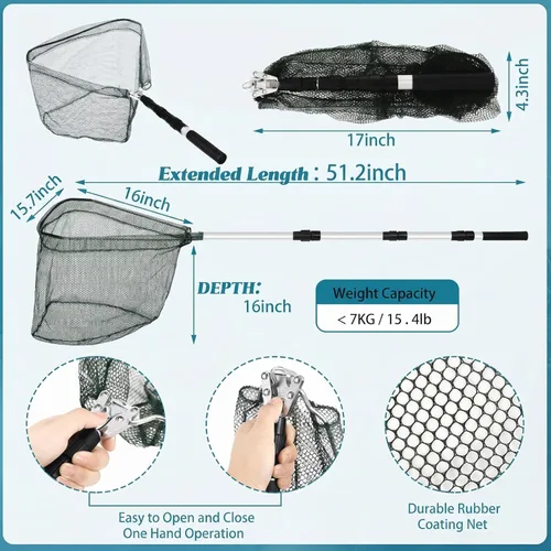 Miniatura 2 de Hungdao Kit de herramientas de red de pesca de 7 piezas para niños y hombres, accesorios de pesca, incluye herramienta de extracción de ganchos