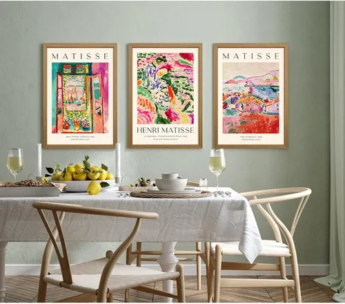Miniatura 7 de Henri Matisse - Juego de 3 impresiones artísticas de pared de Matisse para decoración de pared, póster estético de lienzo colorido abstracto rosa