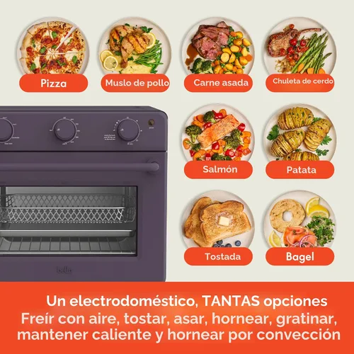 Miniatura 5 de Horno tostador Air Fry bella, 7 opciones de cocción preestablecidas, bandejas revestidas EverGood aptas para lavavajillas incluidas, apagado Ciruela