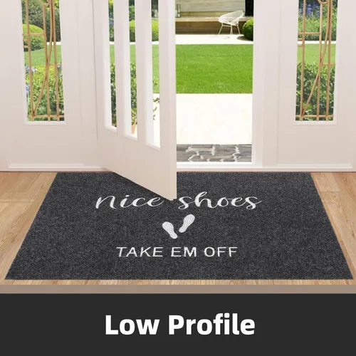 Miniatura 3 de Tapetes de bienvenida de 17 x 30 pulgadas, tapete divertido antideslizante para puerta delantera, divertido bordado para puerta delantera, zapatos