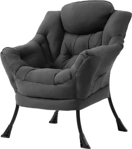 Miniatura 38 de Tiita - Sillón reclinable con otomana, grande, moderno, silla de ocio, de lectura, con reposapiés, para dormitorio, sala de estar, dormitorios, Gris