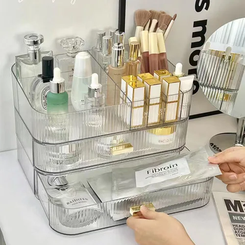 Miniatura 9 de Organizador de maquillaje con cajones apilables, organizadores y almacenamiento para tocador de baño, ideal para escritorios y cómodas, excelente