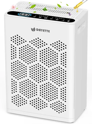 Purificador de aire para el dormitorio del hogar, habitación grande de hasta 2400 pies cuadrados, filtro HEPA H14 con prefiltro lavable,