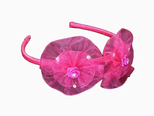 Miniatura 3 de Diadema de organza con lazo y diamantes de imitación (borgoña)