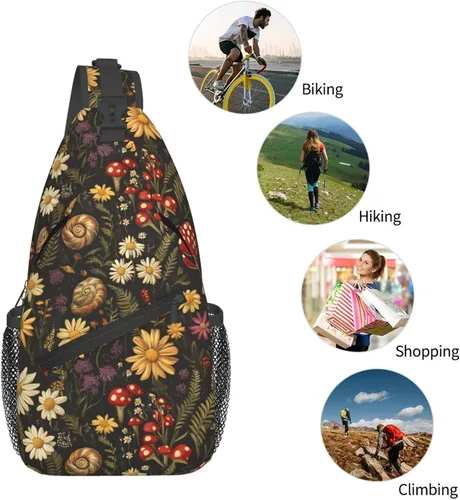 Miniatura 5 de Small Crossbody Bags for Women Men - Vintage Mushroom Plant Print Adjustable Shoulder Bag Fanny Packs Belt Sling Bag Crossbody Purses Backpack for
