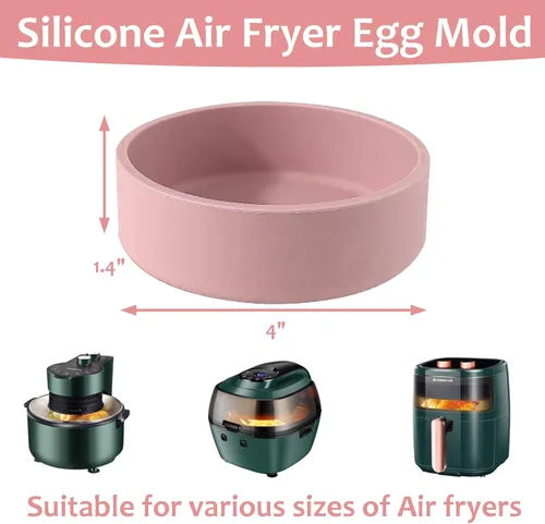 Miniatura 2 de Sartén de silicona para freidora de aire, 3 piezas, molde de huevo reutilizable, moldes para mordeduras de huevo, sartén antiadherente individual