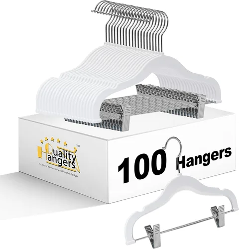 Miniatura 19 de Perchas de plástico de calidad para niños, no aterciopeladas, delgadas, compactas, con clips de metal, para faldas, pantalones, blusas, gancho Rosa