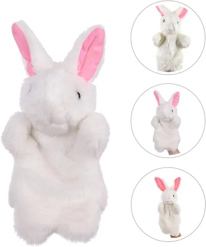 Miniatura 9 de Marionetas de mano de conejo de peluche para niños, adorables títeres de mano de animales para contar historias, juego imaginativo e interacción