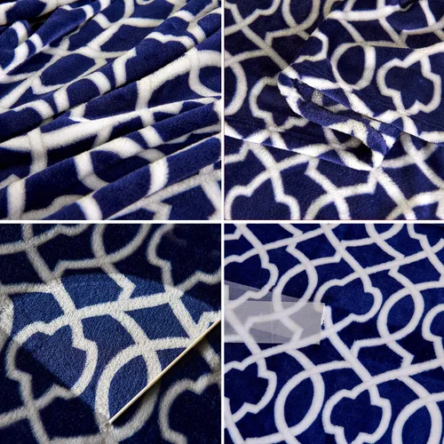 Miniatura 6 de JML Manta de felpa de 10.58 oz/m², súper suave y cálida, manta de forro polar de franela para sofá y sofá (azul marino corona, Queen)