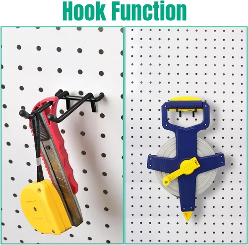 Miniatura 6 de G.CORE 10 Pack Pegboard Hooks, Peg Board Tool Utility Hooks & Hangers Fit 1/4" Pegboards, Heavy Duty Metal Peg Board Shelving Hooks, Wall Organizers