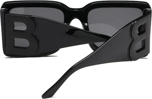 Miniatura 52 de PORADAY Gafas de sol cuadradas grandes de moda para mujeres y hombres, marco grueso negro de lujo, gafas de sol modernas con montura grande