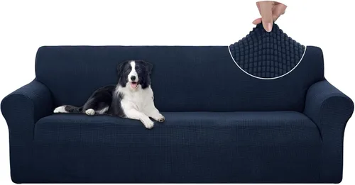 Miniatura 51 de U-NICE HOME Funda elástica para sofá, lavable, protector de muebles para sofá de 3 cojines, apta para mascotas (sofá, gris)