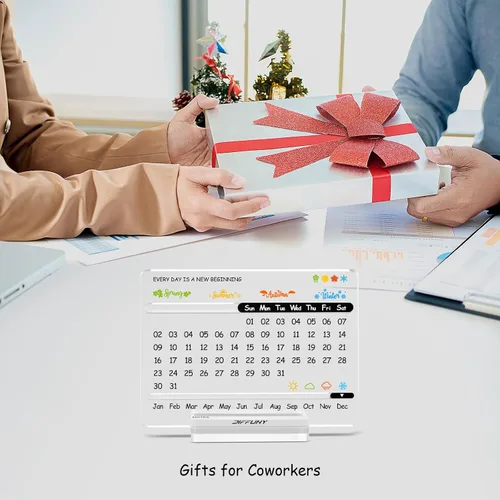 Miniatura 4 de Calendario de escritorio acrílico perpetuo – Bonita decoración moderna de oficina y regalos de oficina para compañeros de trabajo, mujeres y hombres