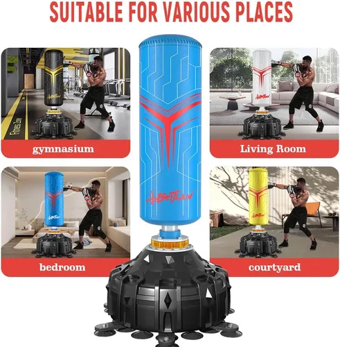Miniatura 6 de Saco de boxeo con soporte para adultos de 70 pulgadas con guantes de boxeo, bolsa de boxeo con soporte, amortiguador, base de ventosa, soporte