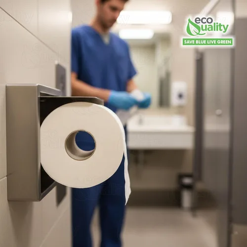Miniatura 6 de EcoQuality Paquete de 6 rollos de papel higiénico de baño de 2 capas de 9 pulgadas de diámetro, blanco, 1000 pies por rollo, dispensador de papel