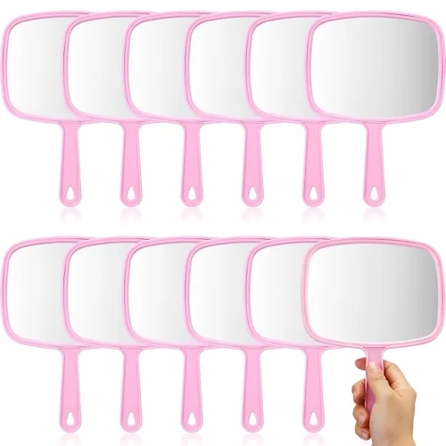 Miniatura 16 de Geetery 12 espejos de mano con asas, espejos de maquillaje de mano, montaje de pared a granel para mujeres, cosméticos, baño, hogar, peluquería