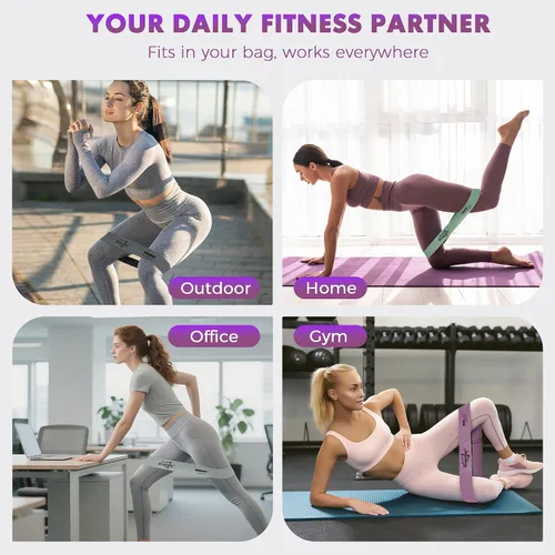 Miniatura 7 de WSAKOUE Bandas de Resistencia de Tela para Entrenamiento – 5 Bandas de Glúteos para Mujeres y Hombres, Bandas de Ejercicio para Piernas, Caderas