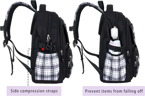 Miniatura 3 de Roffatide Mochila de anime para nuevo semestre con bonitos alfileres, antirrobo, mochila para computadora portátil, mochila de viaje para senderismo