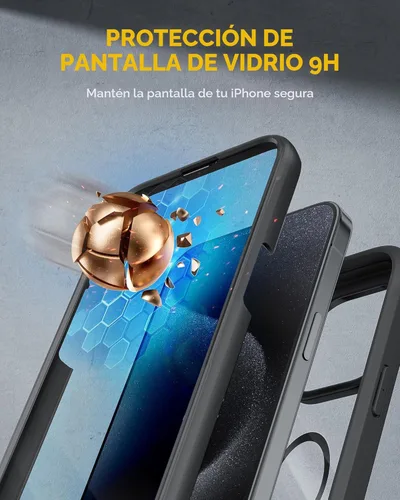 Miniatura 3 de Miracase Funda magnética para iPhone 15 Pro Max de 6.7 pulgadas [compatible con Magsafe], funda de cuerpo completo a prueba de caídas para iPhone 15