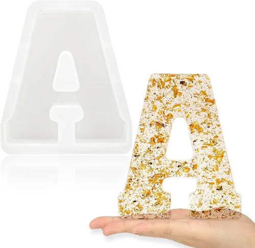Miniatura 28 de Gartful Moldes de letras grandes de 7 pulgadas para resina, molde de resina epoxi del alfabeto mayúscula 3D J mayúscula, moldes de letras de resina