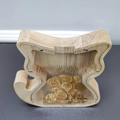 Miniatura 2 de FixtureDisplays® Alcancía de madera para gatos, alcancía de ahorro para niños, bonita moneda de recuerdo para niños y niñas, es un regalo único