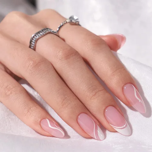 Miniatura 37 de BTArtbox Uñas Postizas Blancas Cortas a Presión - Uñas Postizas de Gel Suave en Forma de Almendra, Uñas Blancas con Pegamento para Uñas, Uñas