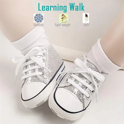 Miniatura 4 de Zapatos de lona para bebés recién nacidos, suela suave, para los primeros pasos, zapatos planos para niños pequeños, zapatos de mezclilla unisex