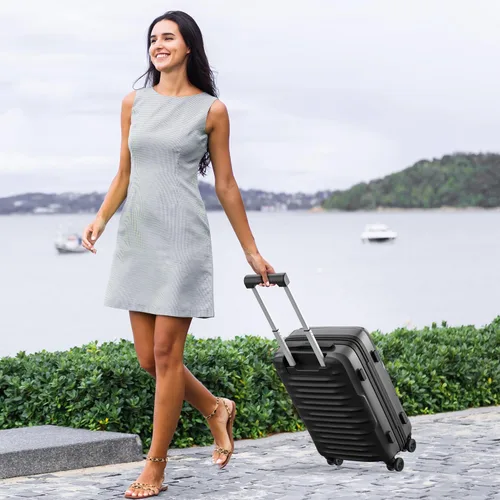 Miniatura 9 de MGOB Equipaje de mano Maleta rígida con ruedas giratorias y cerradura TSA, aprobada por aerolíneas para hombres y mujeres, color negro, Negro