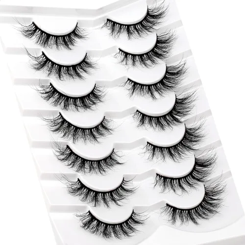 Miniatura 700 de Pooplunch - Pestañas postizas finas de visón sintético, estilo ojo de gato, naturales, cruzadas, tipo racimo, efecto 8D de volumen, tiras