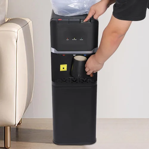 Miniatura 2 de Dispensador de agua de carga superior, enfriador de agua para botellas de 5 galones, agua caliente/fría/caliente, 3 temperaturas con bloqueo de Negro