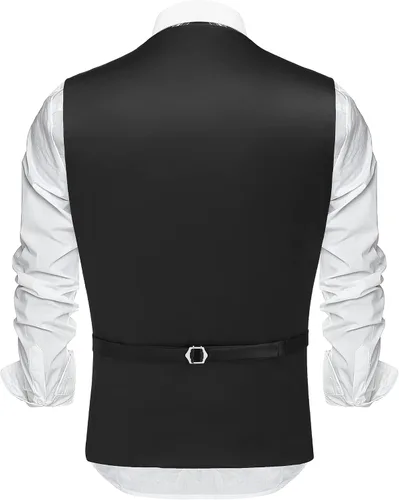 Miniatura 5 de COOFANDY Chaleco de traje de negocios para hombre, chaleco de vestir casual, chaleco formal ajustado
