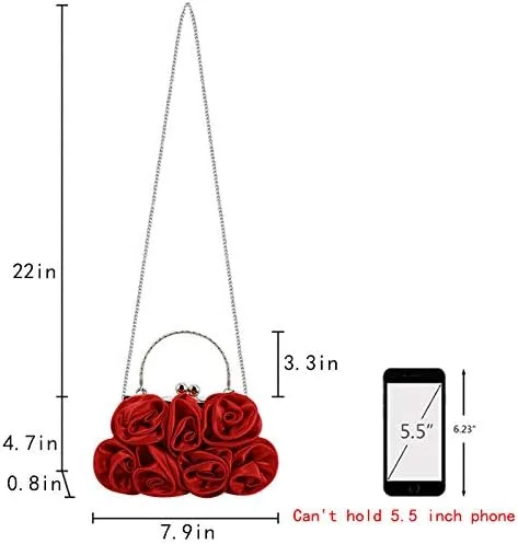 Miniatura 2 de Buddy - Bolso de mano de satén suave para mujer, con forma de rosa, para boda, fiesta