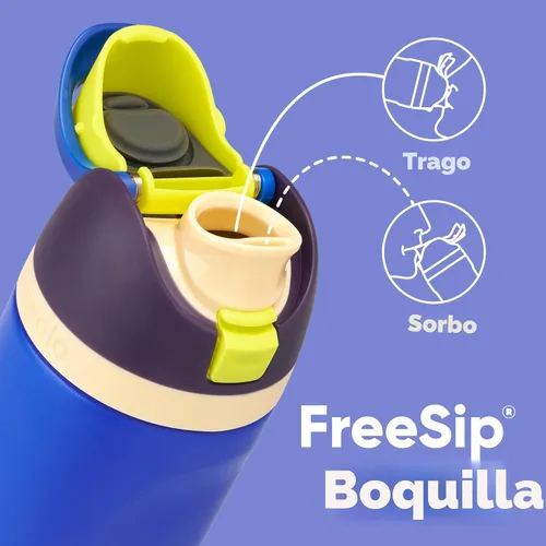 Miniatura 2 de Owala - Botella de agua aislada de acero inoxidable Kids FreeSip con pajilla, ideal para deportes, viajes y escuela. Libre de BPA, capacidad de 16