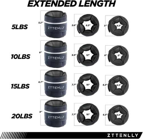 Miniatura 7 de Pesas ajustables para tobillo de 1-5/10/15/20 libras, par con bolsa de transporte, telas transpirables, ribete reflectante, entrenamiento de fuerza