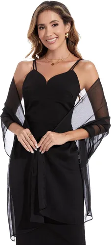 Miniatura 3 de Bufandas y envolturas de chal para mujer, para vestidos de fiesta de noche, transparentes, suaves, sedosos, de gasa, para boda o novia