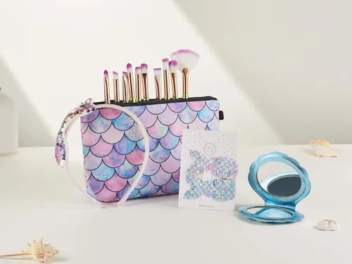 Miniatura 6 de COSHINE - Regalos de sirena para novia, 15 piezas de herramientas de maquillaje únicas, caja de regalo, brochas de maquillaje de sirena, bolsa