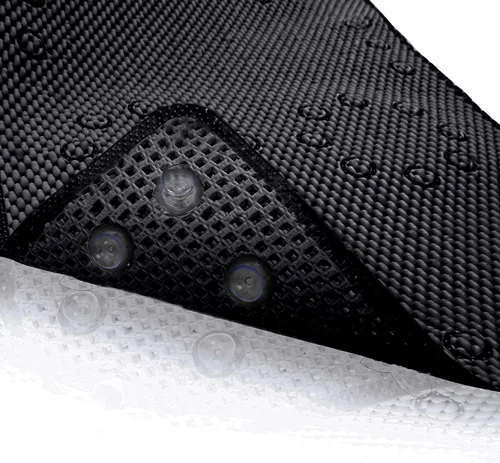 Tapete para ducha y baño, antideslizante, lavable a máquina y extra grande, tapetes para bañera con agujeros de drenaje y ventosas, tapetes de Negro